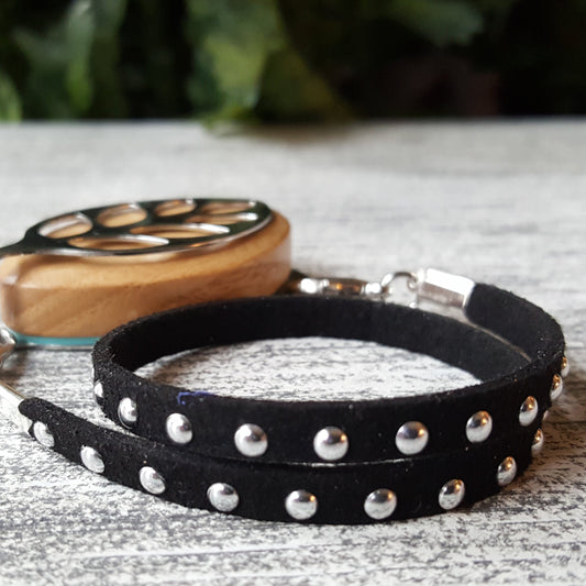 Black As Night Faux Suede Wrap Bracelet - Bellabeat Leaf and Ivy