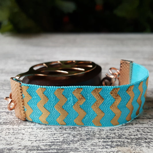 Aqua Chevron Elastic Bracelet - Bellabeat Leaf and Ivy