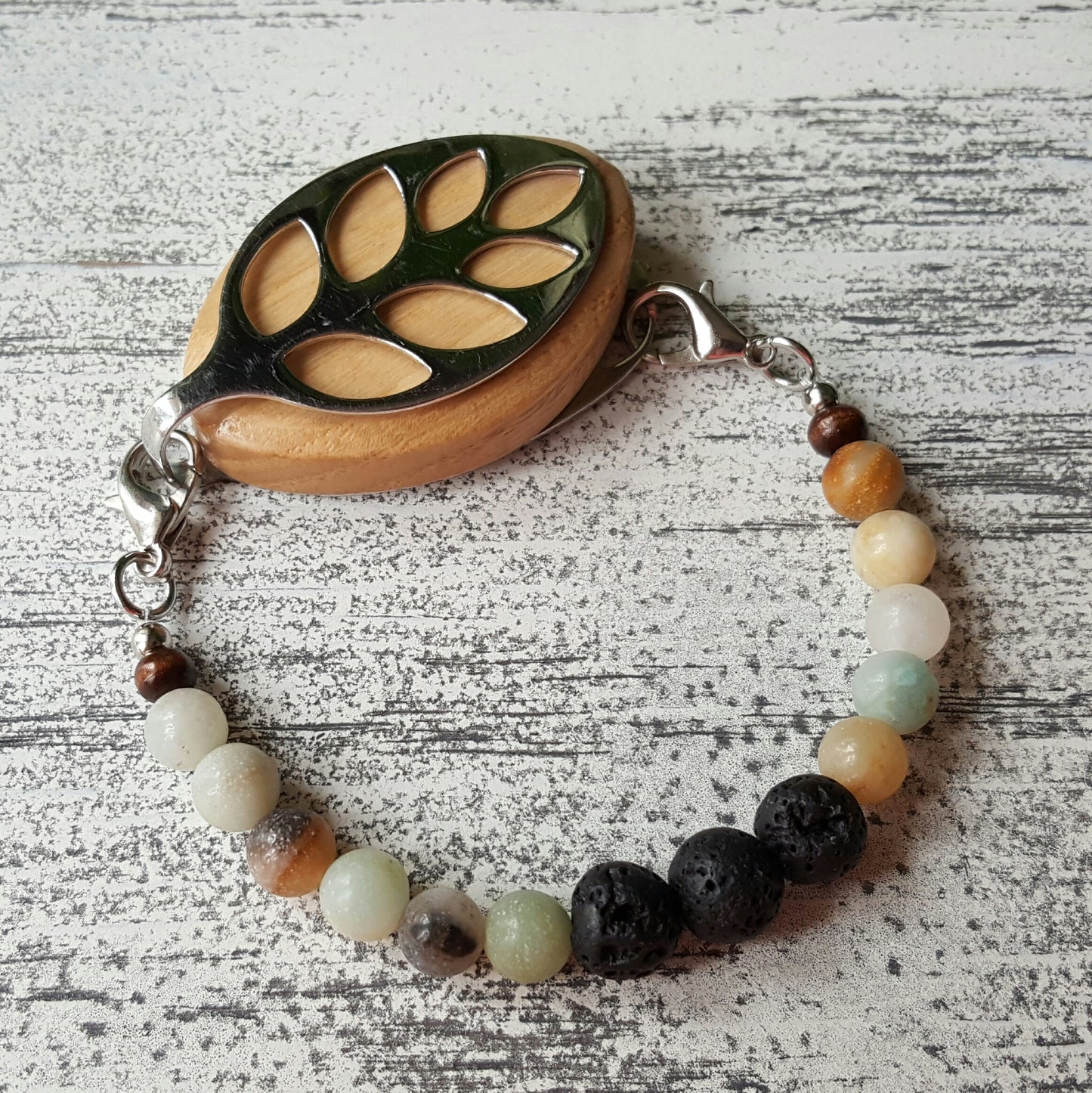 Amazonite Aromatherapy Bellabeat Leaf Bracelet