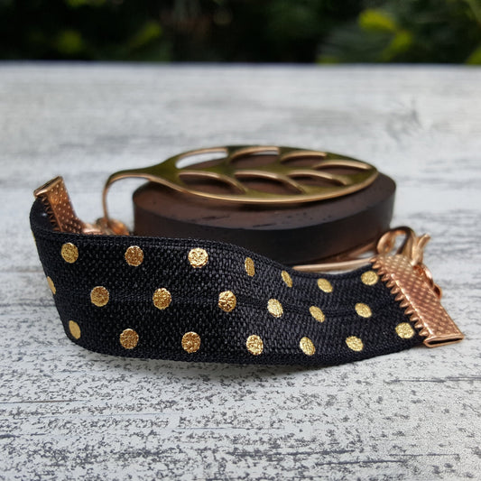 Black Pretty Polka Elastic Bracelet - Bellabeat Leaf and Ivy