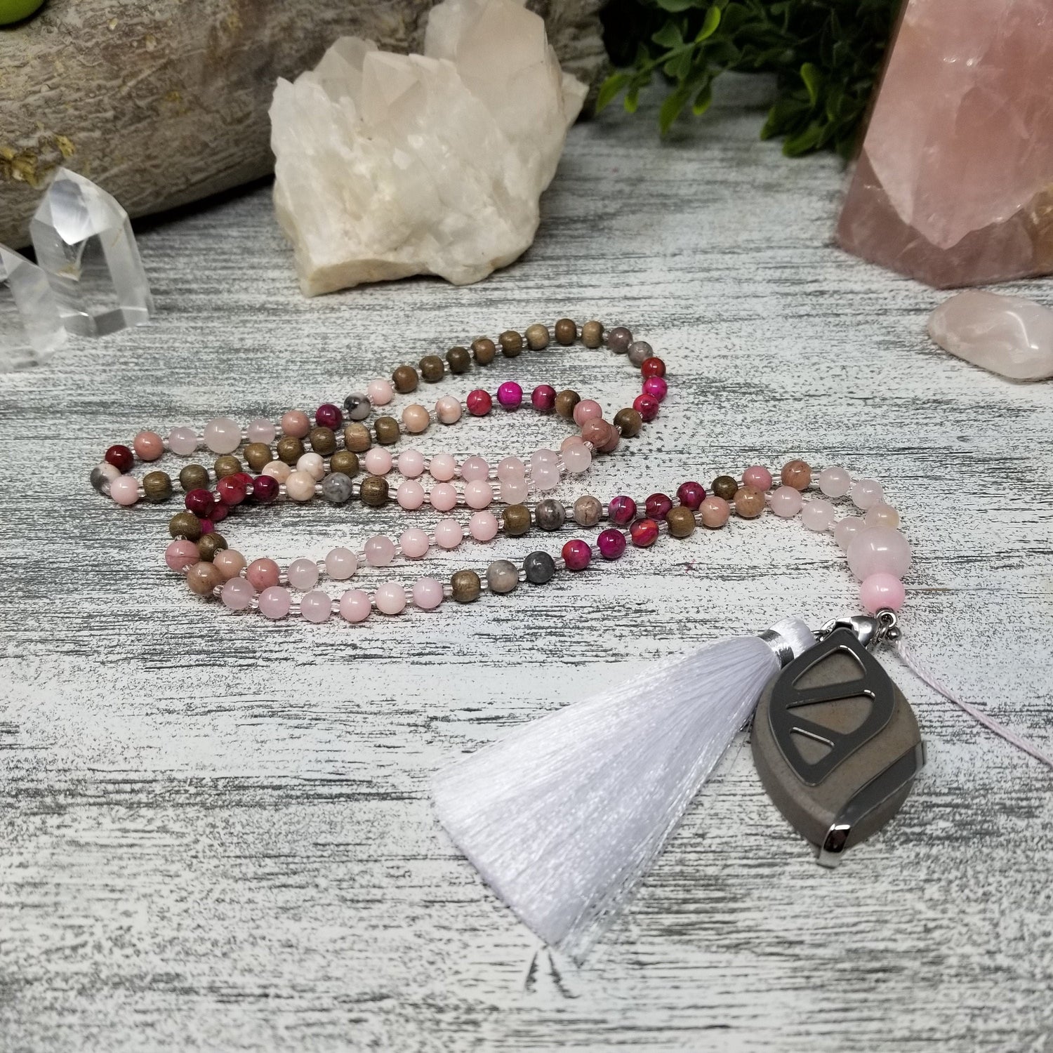 I AM LOVE - 108 Bead Mala Necklace - Bellabeat Leaf - Yoga - Meditation